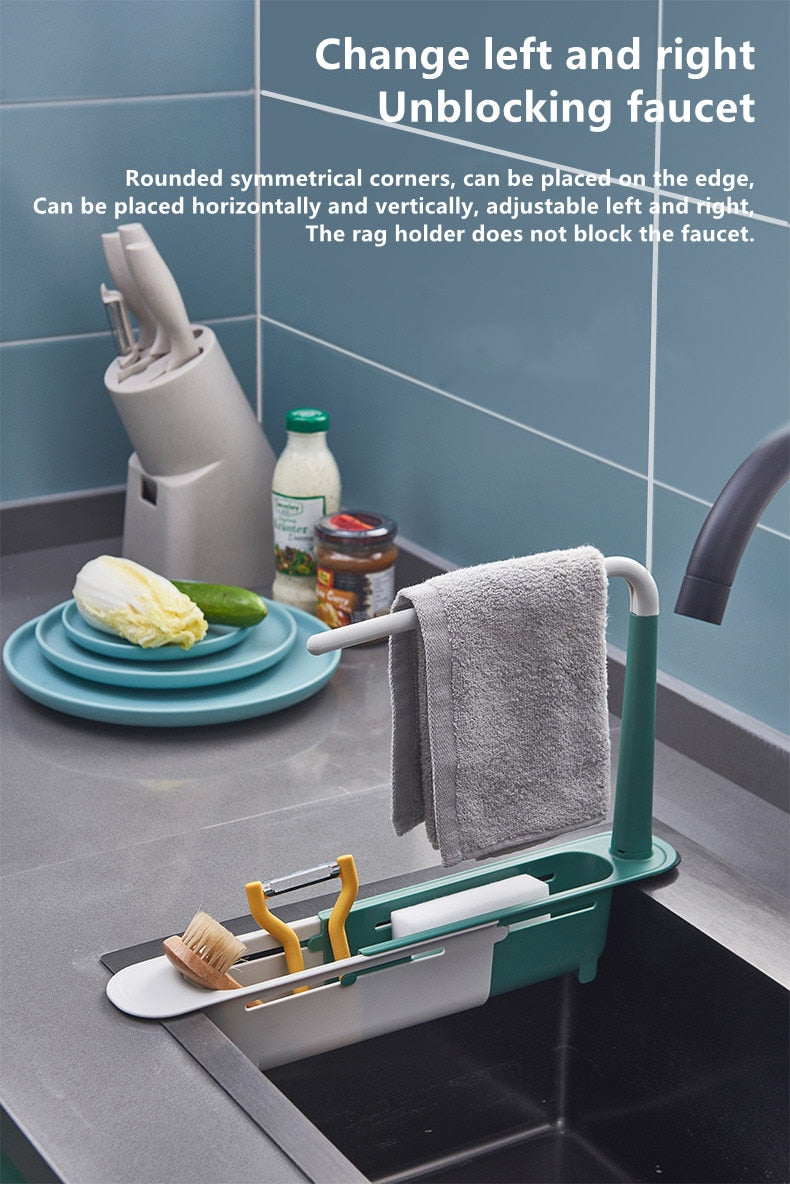 Telescopic sink rack in kitchen