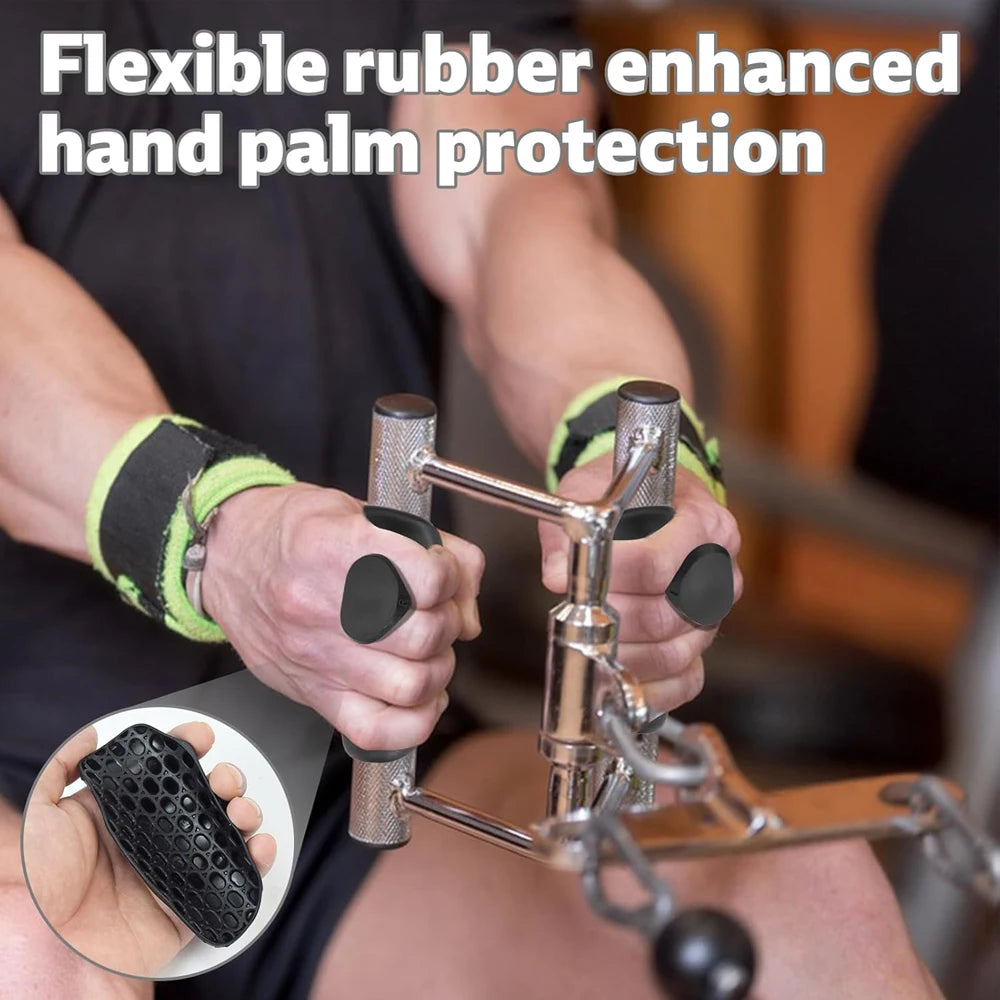 Person using a tool with flexible rubber enhanced hand palm protection, close-up of hands and tool.