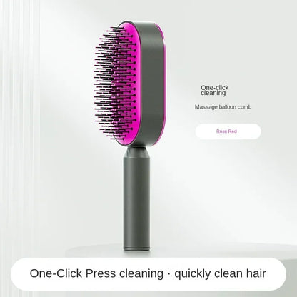 Self-Cleaning Anti-Static Hair Brush for Women - Massage Scalp Brush for Hair Care & Easy Detangling