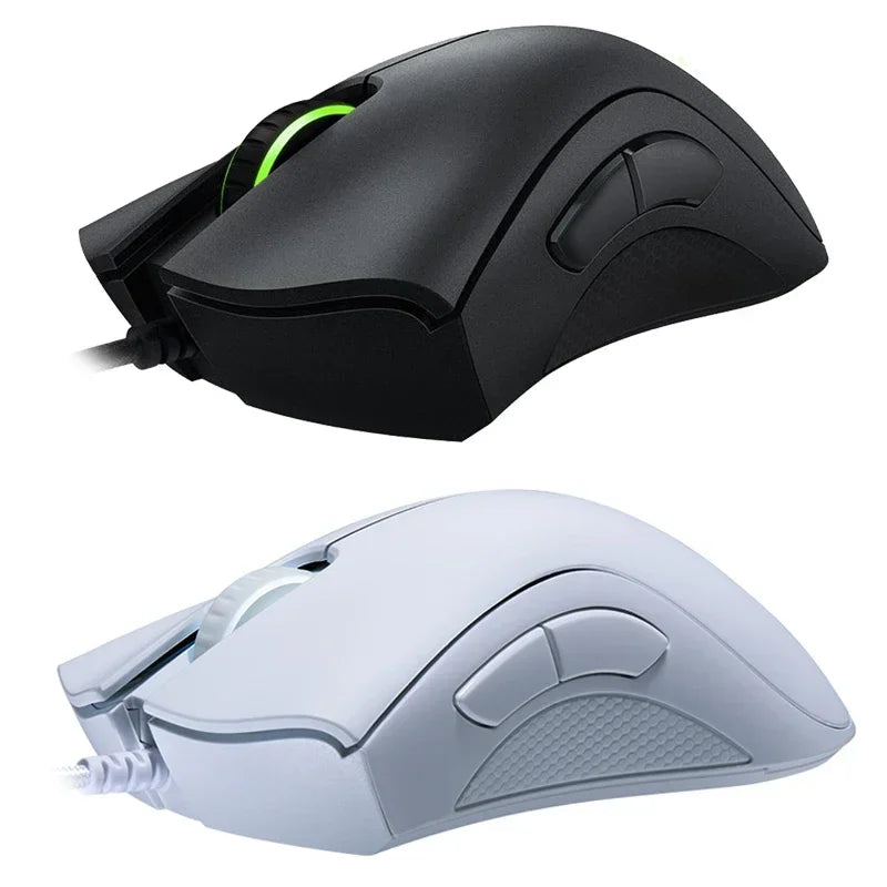Black and white gaming mice on a white background