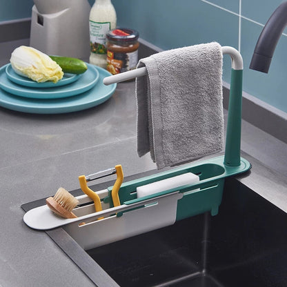 Telescopic sink rack in kitchen